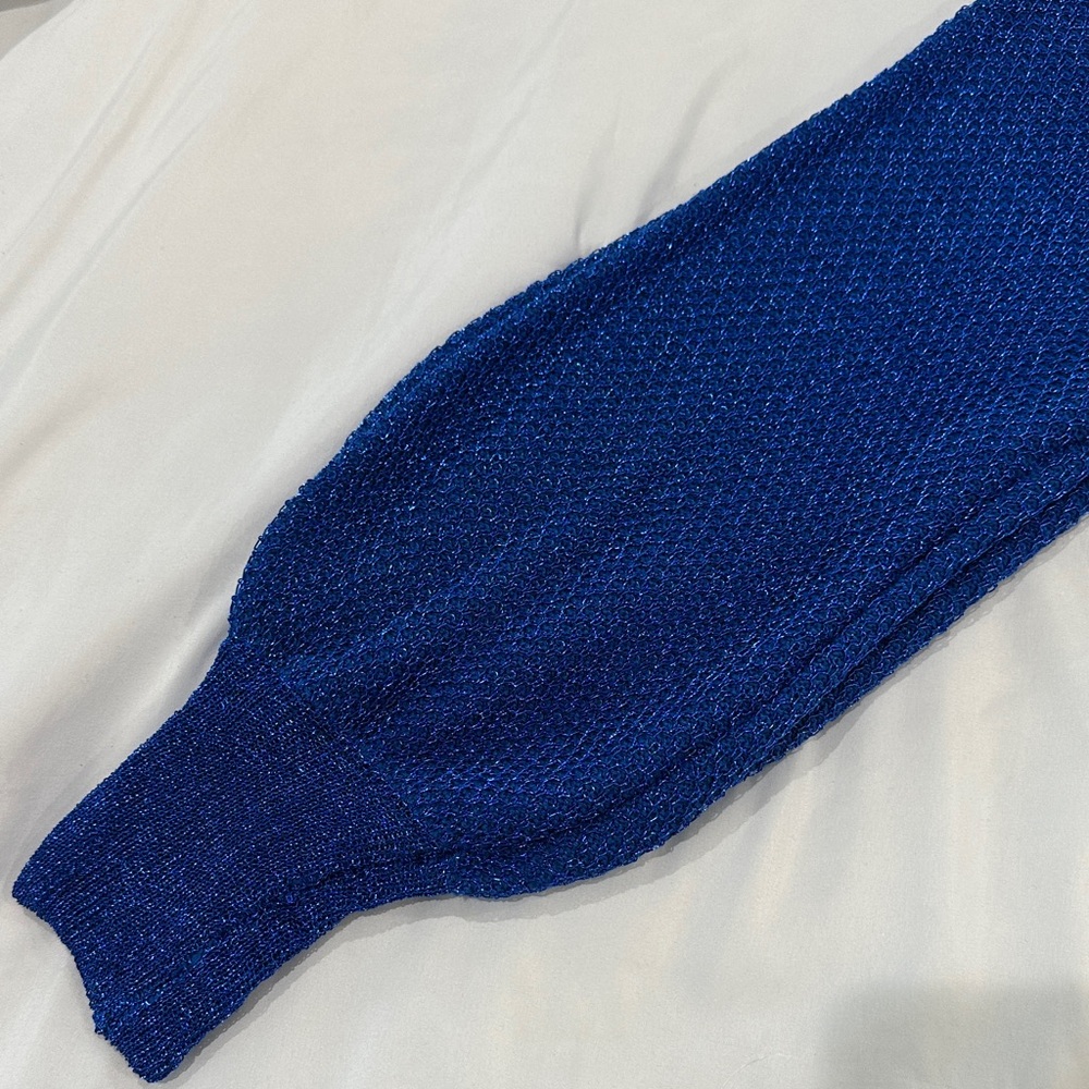 NWT Fashion Nova Royal Blue Cobalt V-Neck Knit Bodycon Sweater Mini Dress Size L - Picture 13 of 17